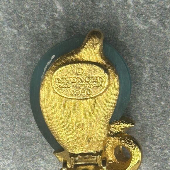 Givenchy 1980 Gold Tone Blue Stone Clip On Earrings Elegant For Womens - Picture 3 of 11